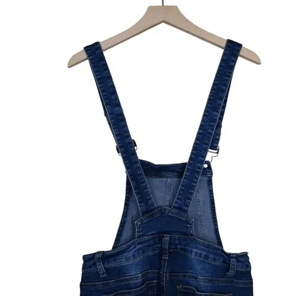 Encore Womens 9 Denim Distressed Overalls - Picture 4 of 12
